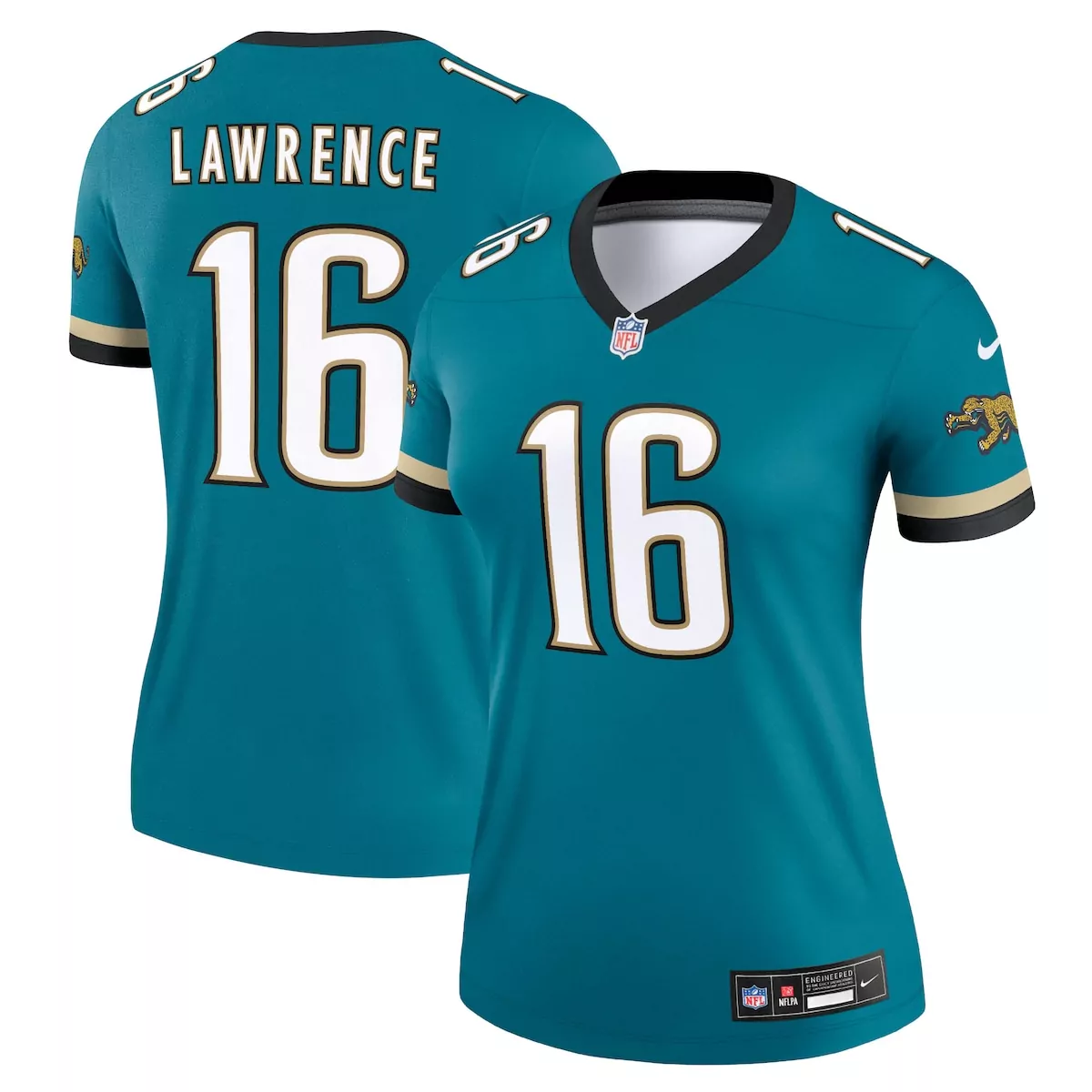 Trevor Lawrence 16 Jersey Teal Jacksonville Jaguars Women Player Black White Gold