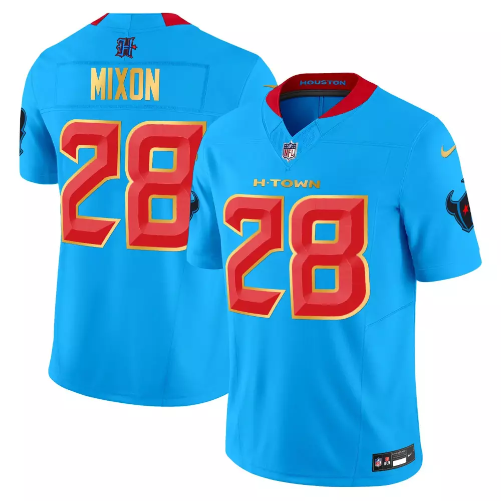 Joe Mixon 28 Houston Texans Jersey Blue Men NFL Alternate Red Gold Vapor Limited