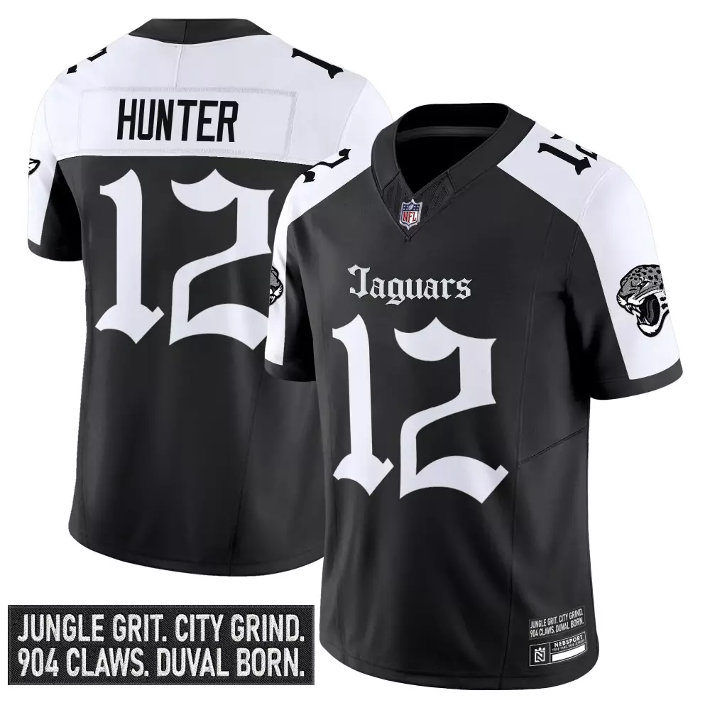 Travis Hunter 12 Jaguars Jersey Black Men NFL White Stitched