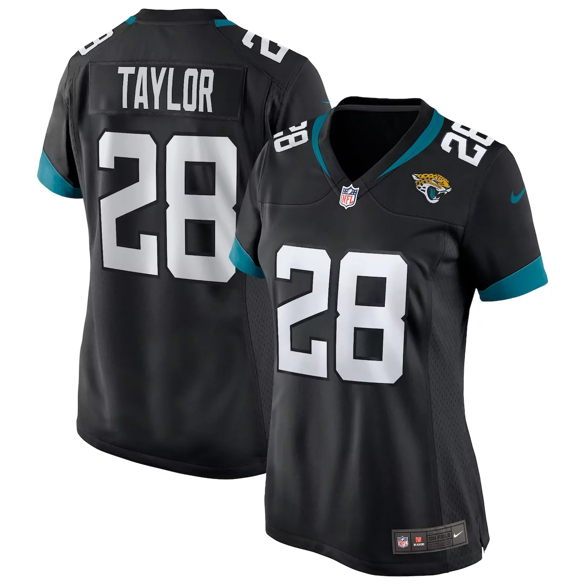 Fred Taylor 28 Jersey Black Jacksonville Jaguars Men Replica Teal White Game Retired