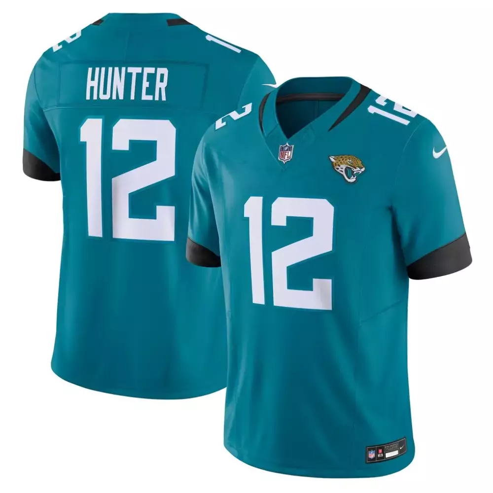 Travis Hunter 12 Jaguars Jersey Teal Men Game Black White Limited