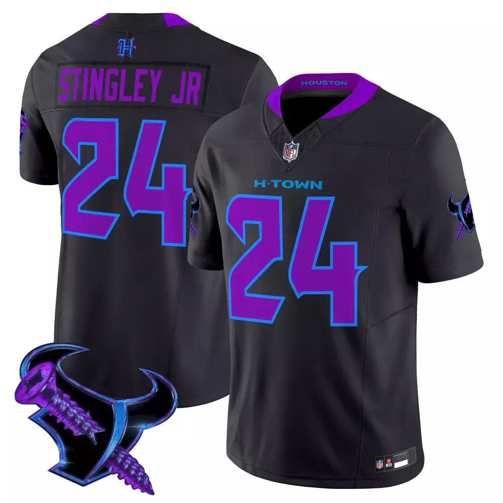 Derek Stingley Jr. 24 Jersey Black Houston Texans Men Alternate Purple Blue Vapor