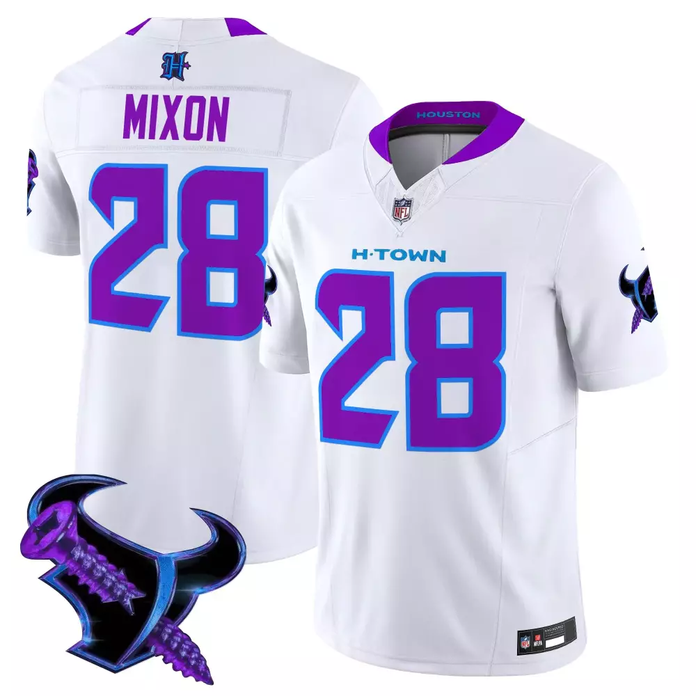 Joe Mixon 28 Houston Texans Jersey White Oilers Men Alternate Purple Blue Vapor Stitched