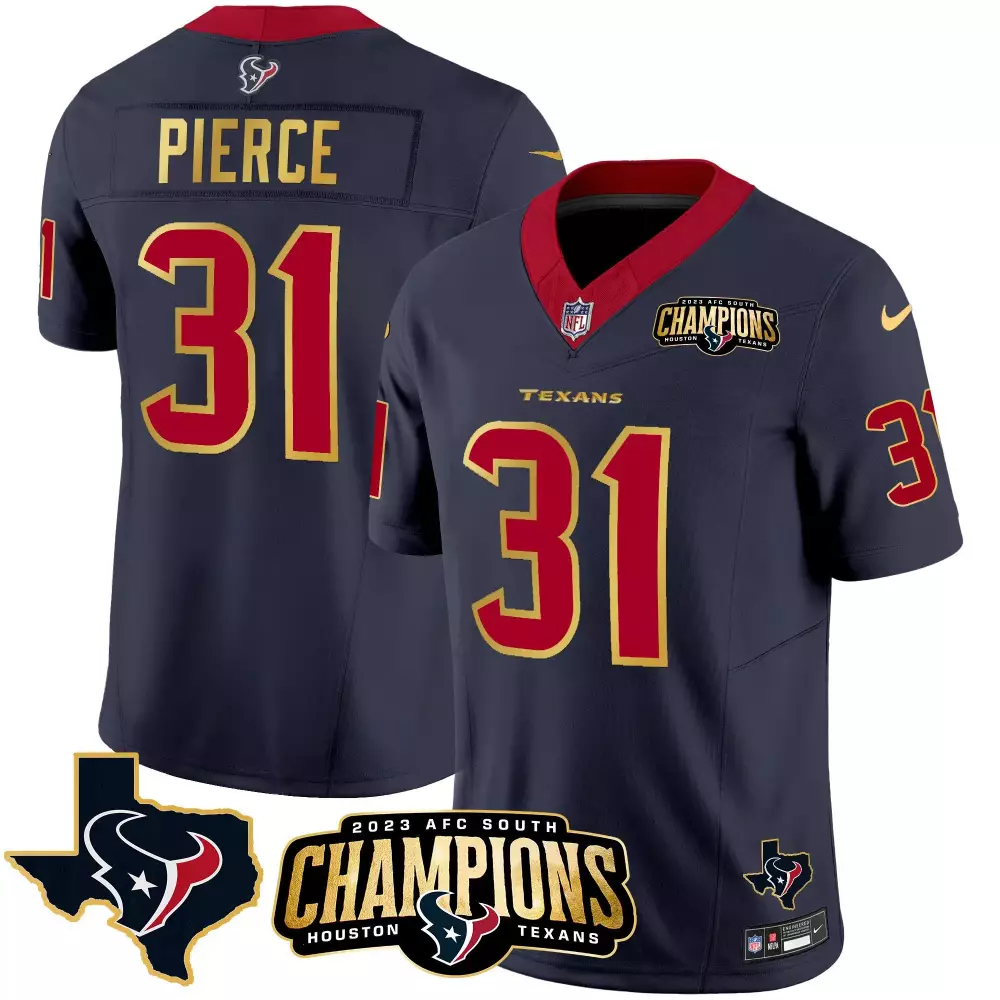 Dameon Pierce 31 Houston Texans Jersey Navy Blue 2023 AFC South Champions Men NFL