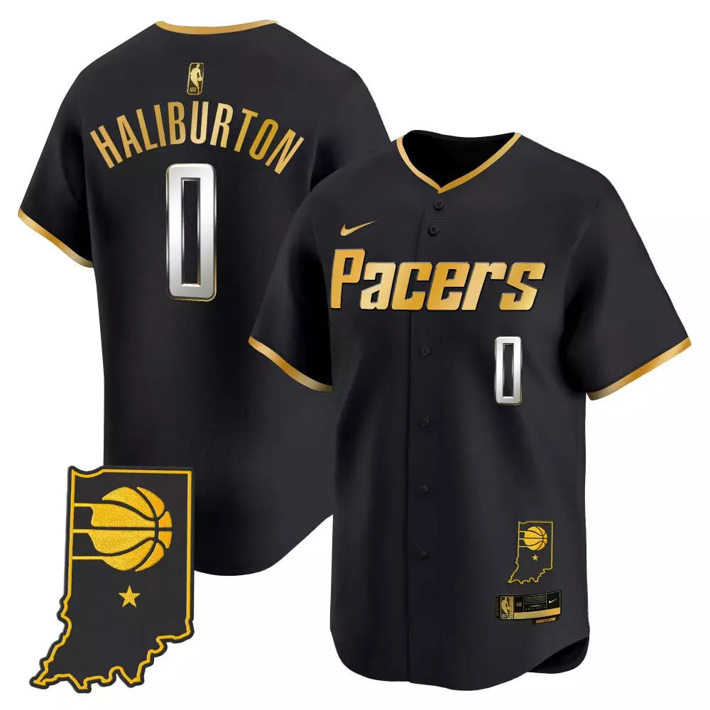 Tyrese Haliburton Pacers Jersey Black Indiana Shape Basketball Star Men Gold Vapor