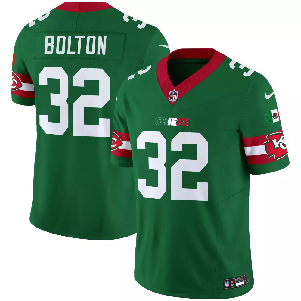 Nick Bolton 32 Chiefs Jersey Green Mexico Flag Men Elite Red White Vapor Limited