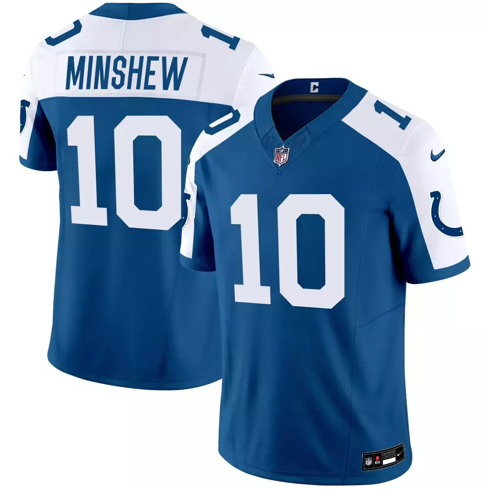 Gardner Minshew 10 Colts Jersey Blue Men White Alternate Vapor Limited All Stitched