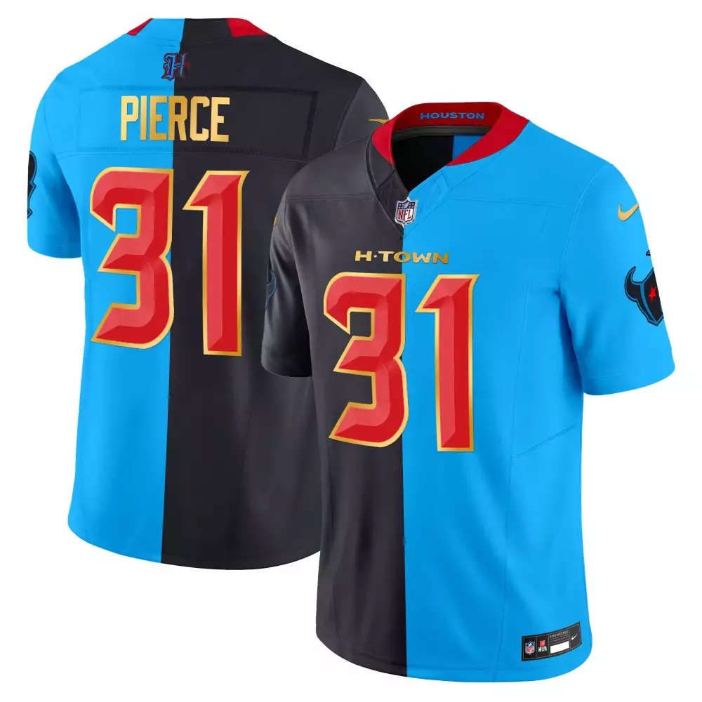 Dameon Pierce 31 Houston Texans Jersey Blue Men Split Black Red Gold Vapor Limited
