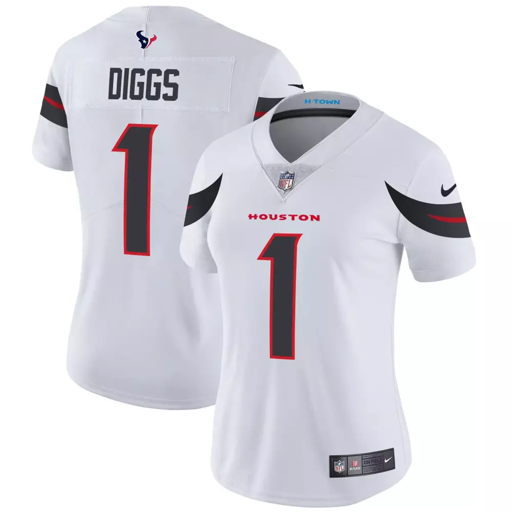 Stefon Diggs 1 Houston Texans Jersey White Women NFL Alternate Red Black Vapor Limited