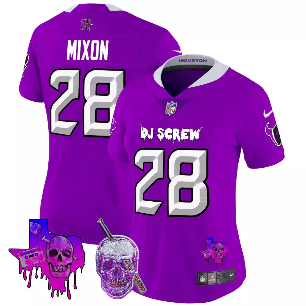 Mixon Dj 28 Houston Oilers Jersey Purple Screw Skull Cassette Tape Men Alternate