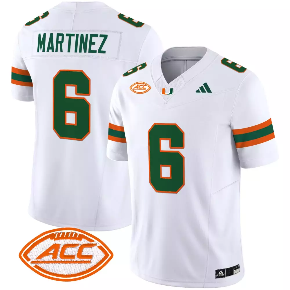 Alec Martinez 6 Miami Hurricanes Jersey White Men Green Orange Stitched