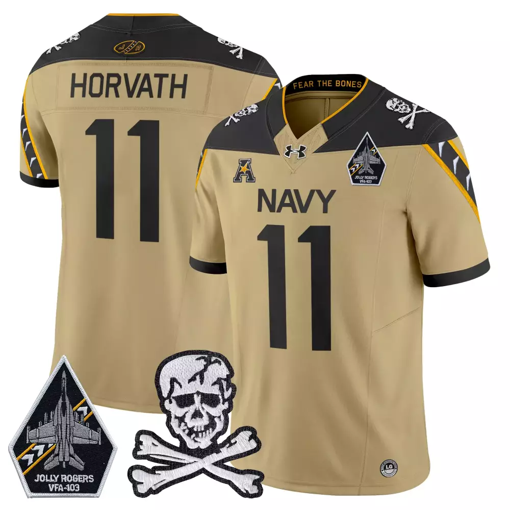 Horvath Jolly 11 Navy Jersey Tan Top Gun Rogers VFA-103 Skull Crossbones Men Black