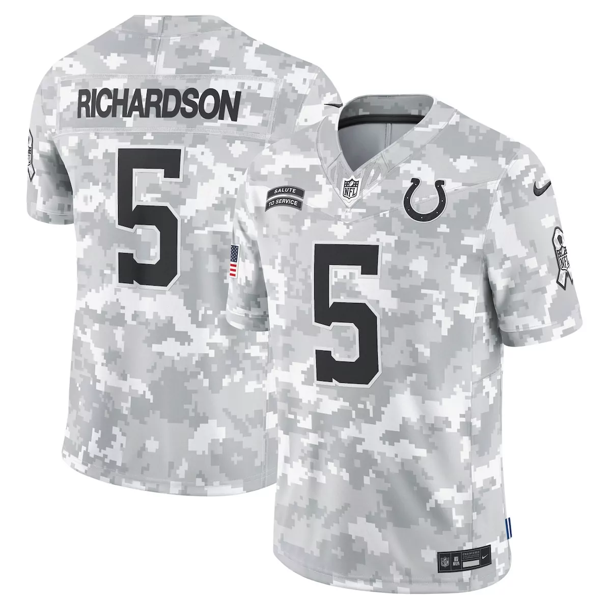 Anthony Richardson Sr. 5 Colts Jersey White Salute To Service American Flag Men Camouflage
