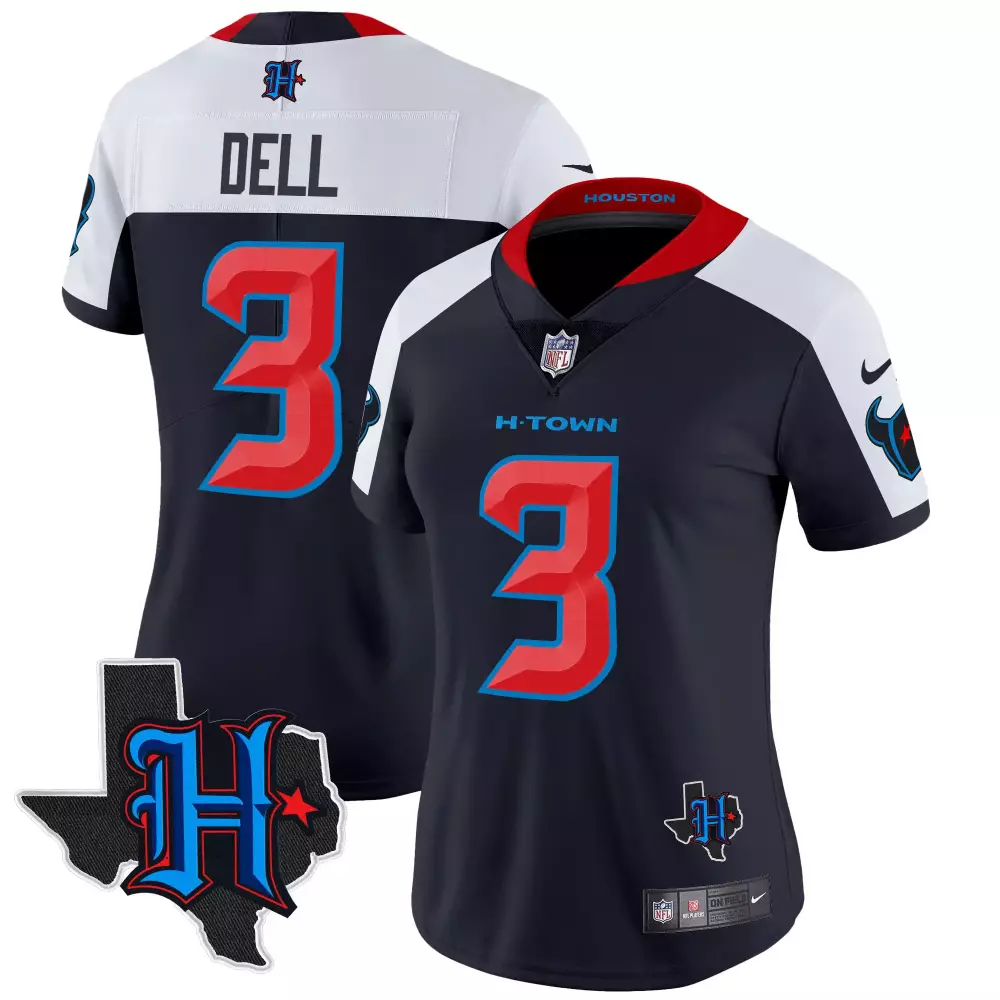 Tank Dell 3 Houston Texans Jersey Navy Texas H-town Women Alternate Split Design