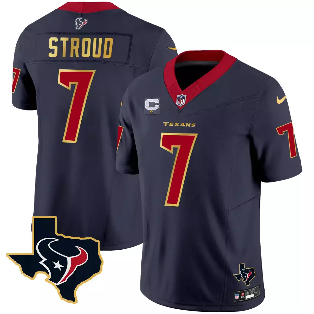Kelce C 7 Texans Jersey Navy Men Red Gold All Stitched Vapor