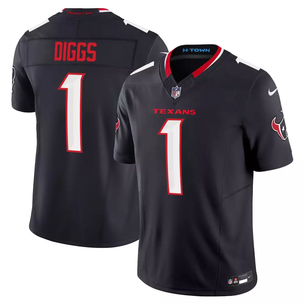 Stefon Diggs 1 Texans Jersey Black Men Replica White Red Vapor Limited All Stitched
