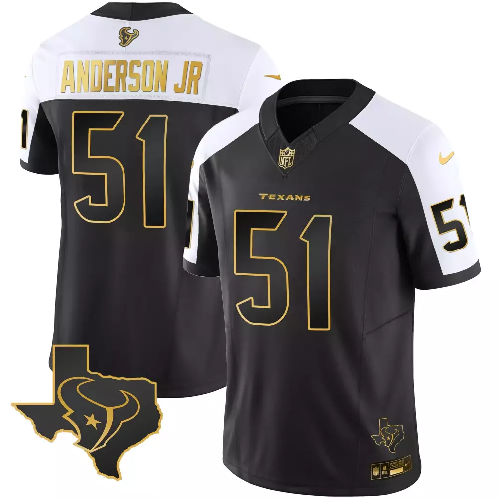 Will Anderson Jr. 51 Texans Jersey Black Men Alternate Split Design White Gold Vapor