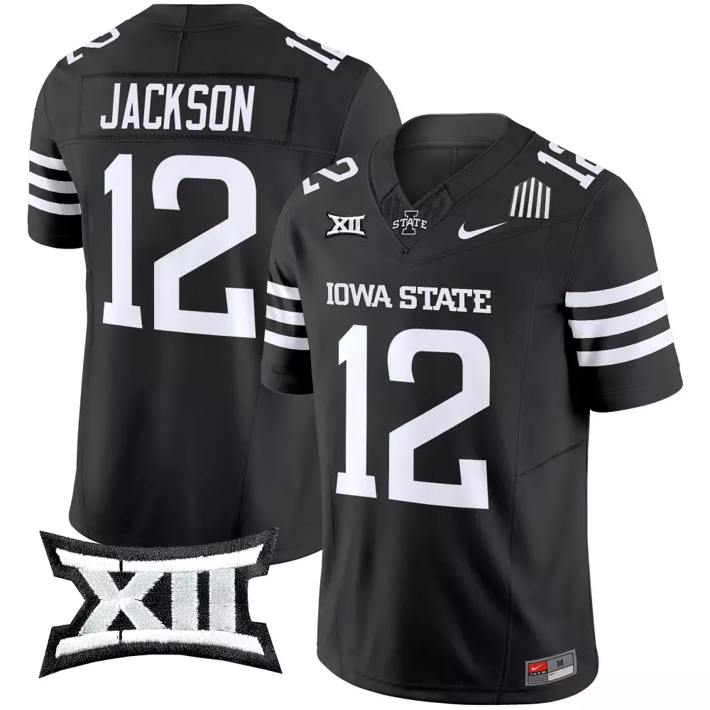 Jackson State 12 Iowa Jersey Black Big Men White Stitched