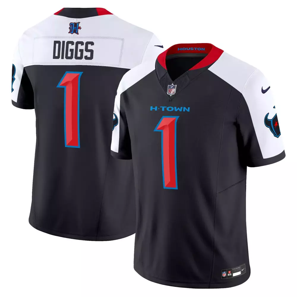 Stefon Diggs 1 Houston Texans Jersey Black Men Game Alternate Split Design White