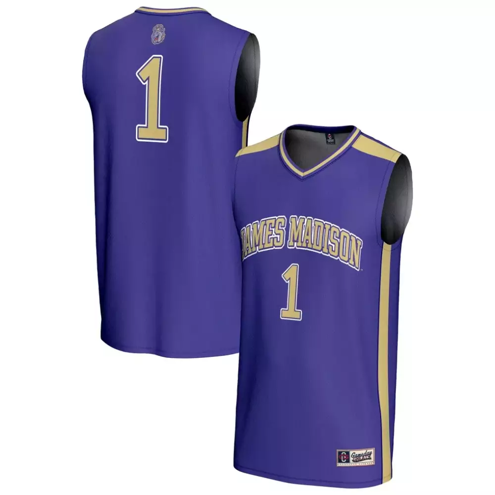 Custom James Madison 1 Jersey Purple Men Gold Gameday Fashion