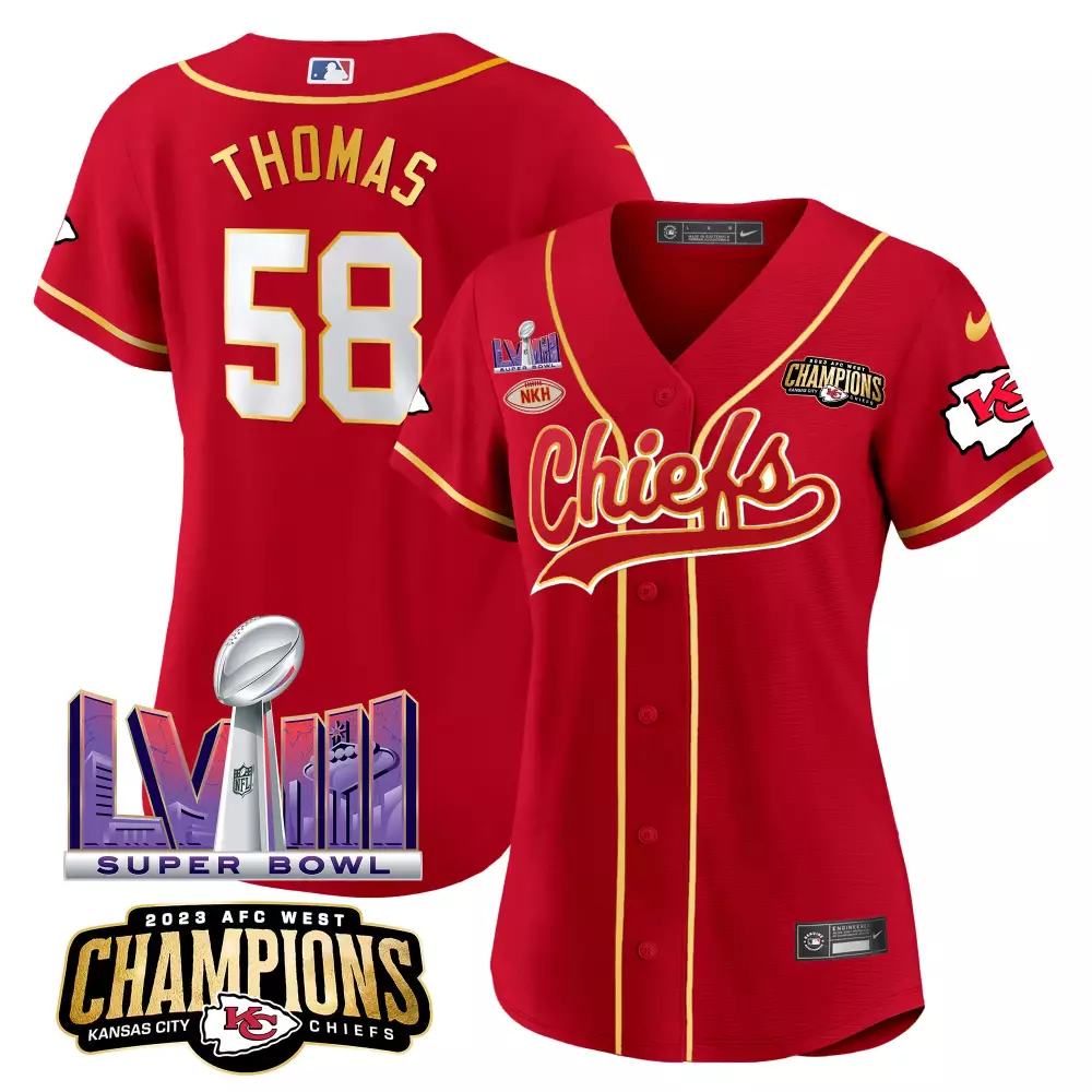 R Mason 58 Kansas City Chiefs Jersey Red Super Bowl Lvii 2023 AFC West Champions