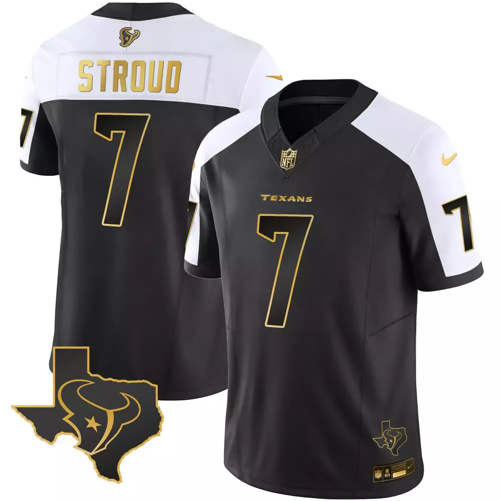C.j. Stroud 7 Texans Jersey Black Battle Red And Deep Steel Alternate Men White Gold