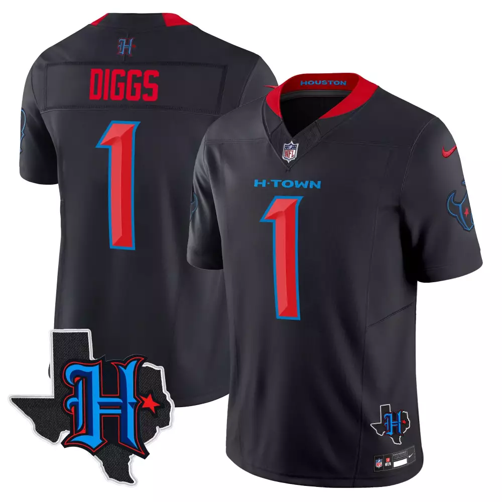 Diggs 1 Houston Texans Jersey Black H-town Texas Star 2023 Men Player Alternate Red