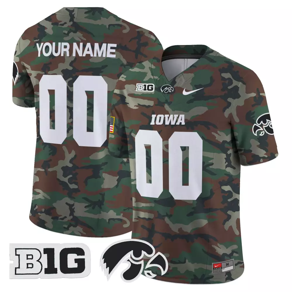 Custom Iowa Jersey Camouflage Men Design White Stitched