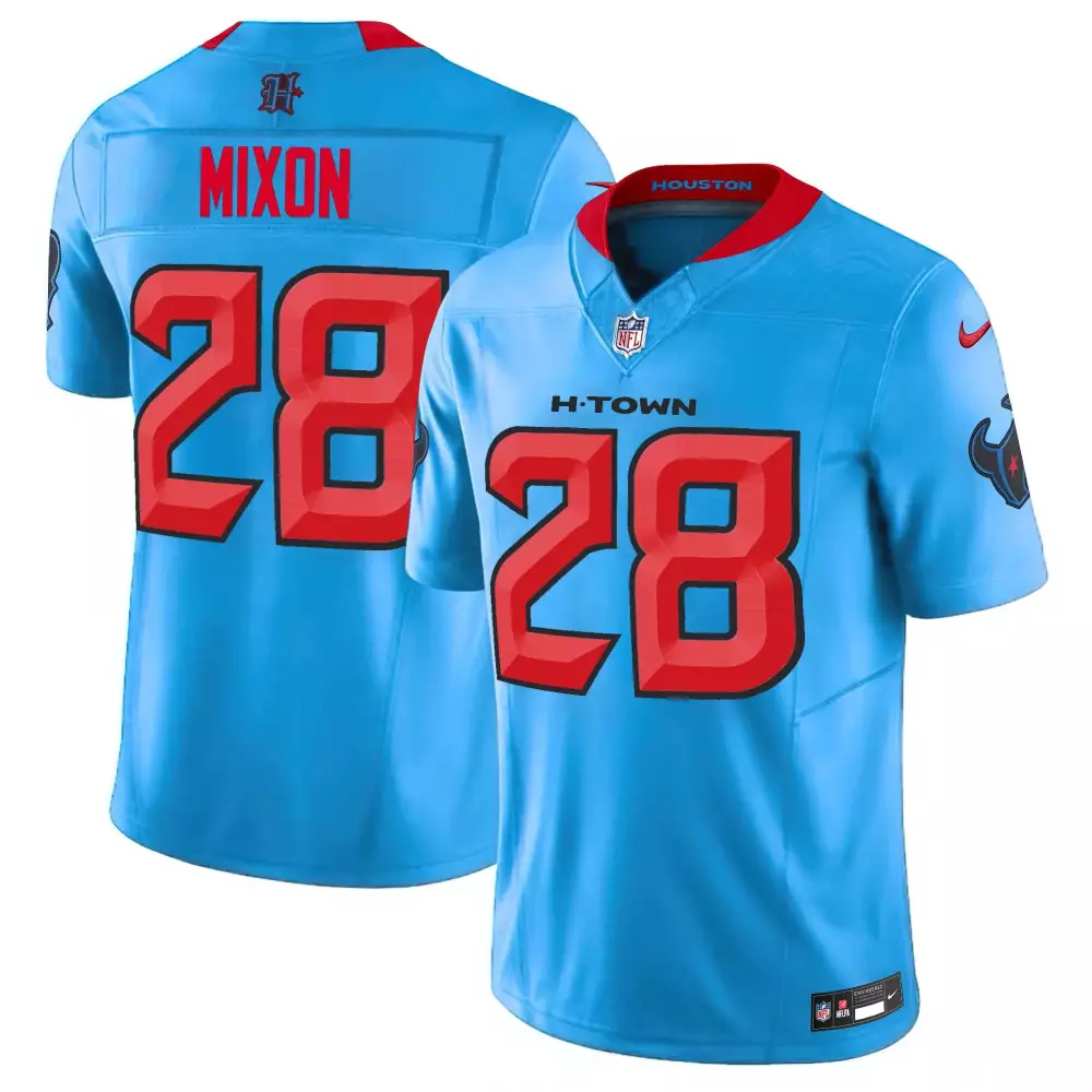 Joe Mixon 28 Houston Texans Jersey Light Blue Men Alternate Red Vapor Limited All