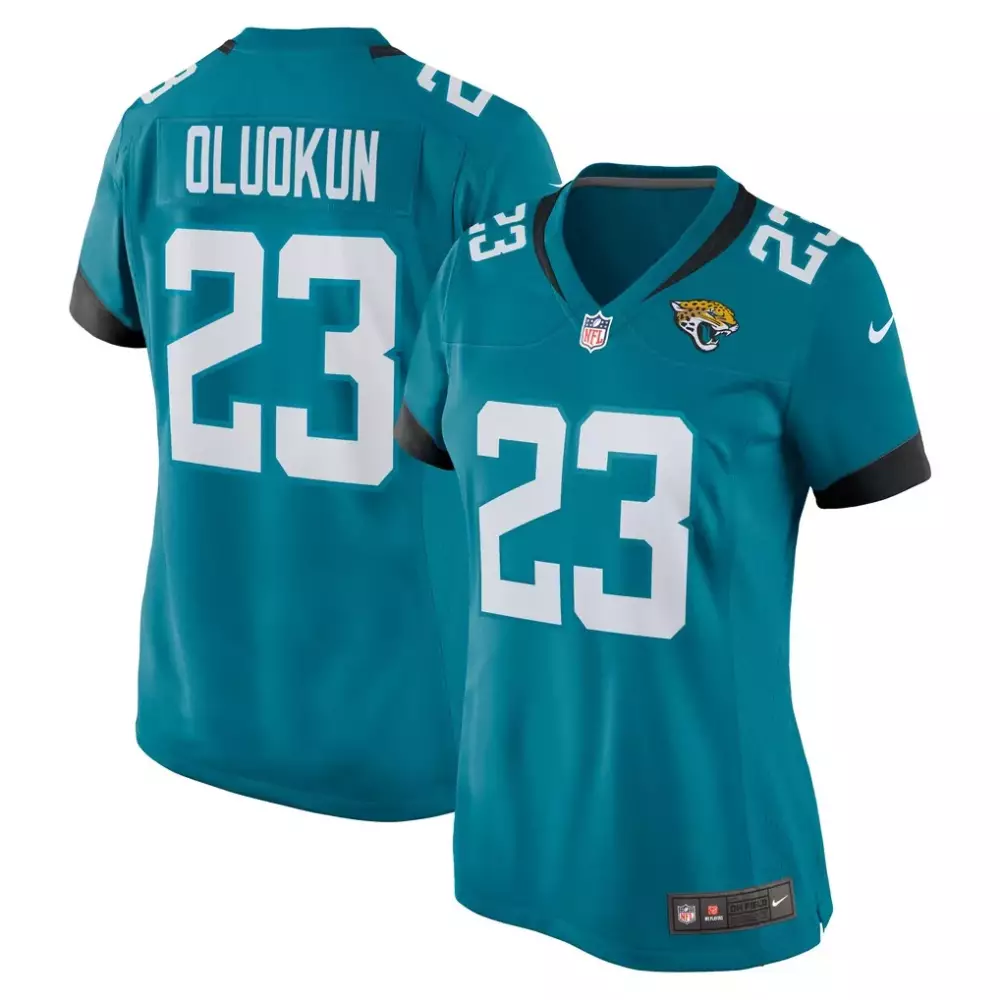 Foyesade Oluokun 23 Jersey Teal Jacksonville Jaguars Men Black White Game