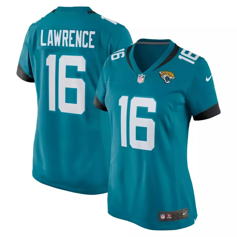 Trevor Lawrence 16 Jaguars Jersey Teal Men Standard Black White Game