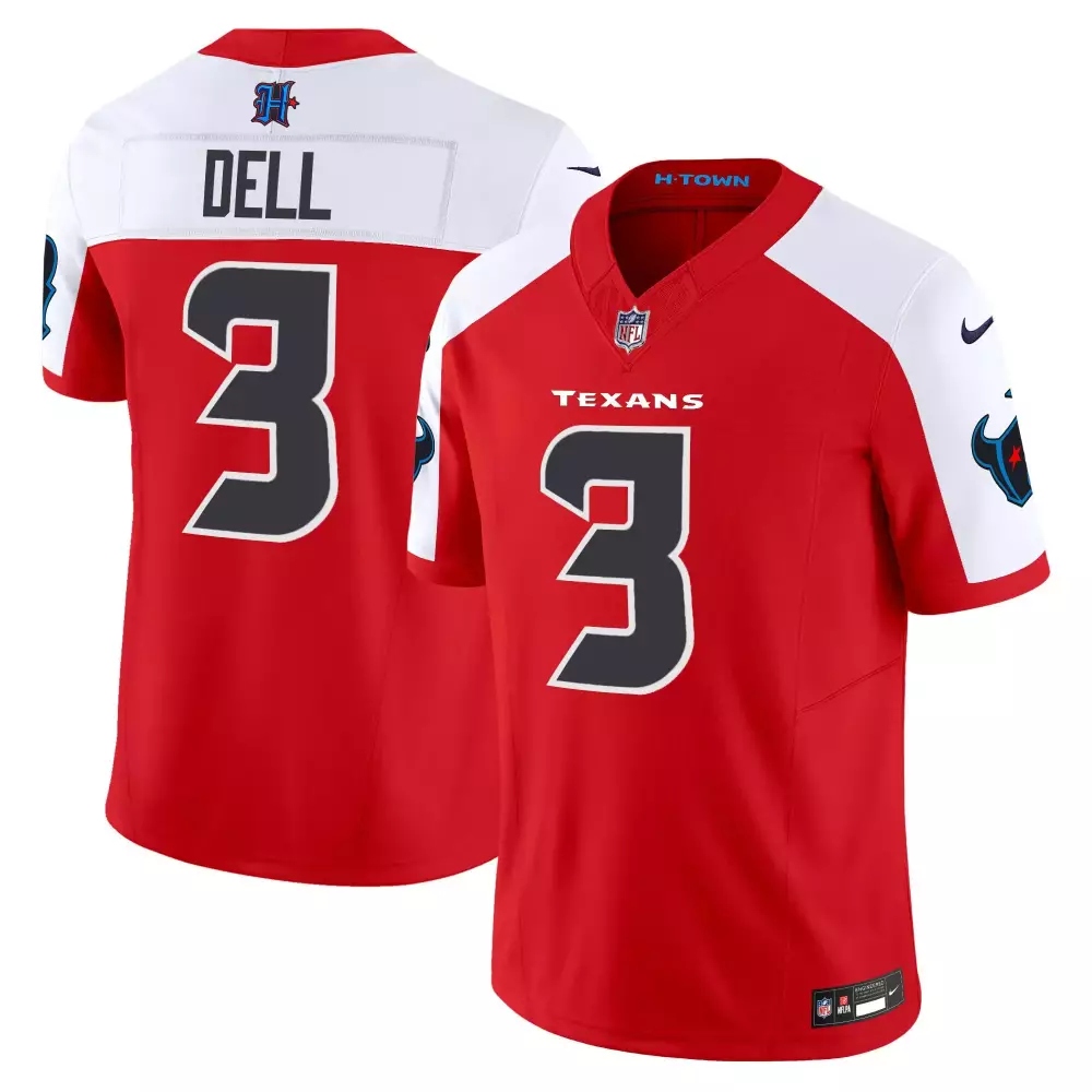 Tank Dell 3 Texans Jersey Red Men Nike Alternate Split Design White Vapor Limited