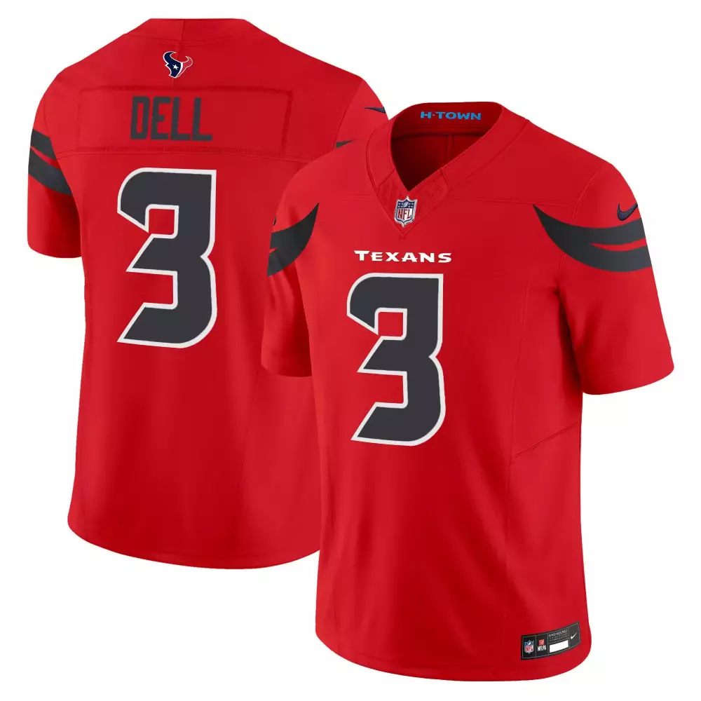 Tank Dell 3 Houston Texans Jersey Red Men Black Vapor Limited All Stitched