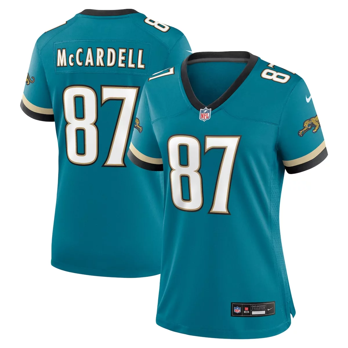 Keenan Mccardell 87 Jaguars Jersey Teal Men Replica Black Tan Throwback Retired Game