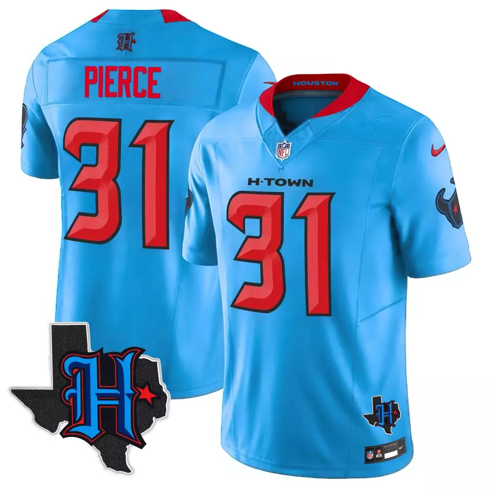 Dameon Pierce 31 Houston Texans Jersey Light Blue H-town Texas Flag Men Alternate