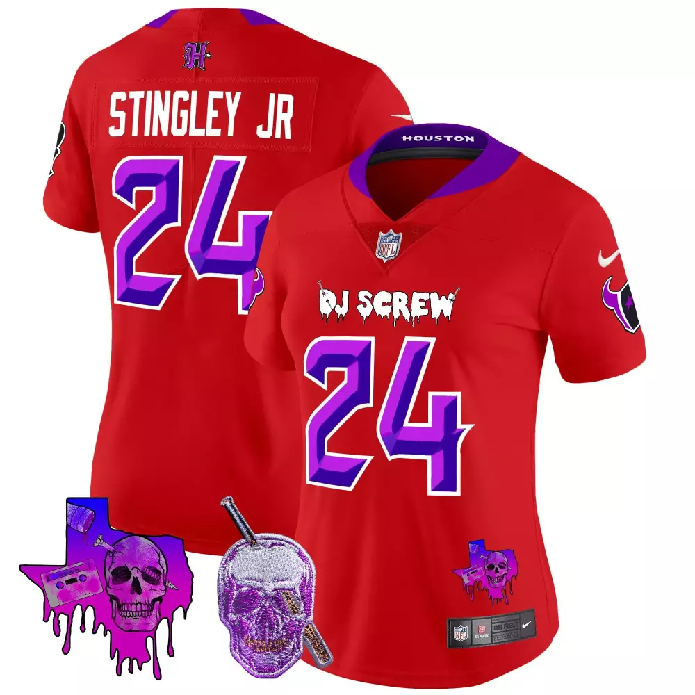 Derek Stingley Jr. 24 Jersey Red Dj Screw Houston Texans Men Alternate Purple All