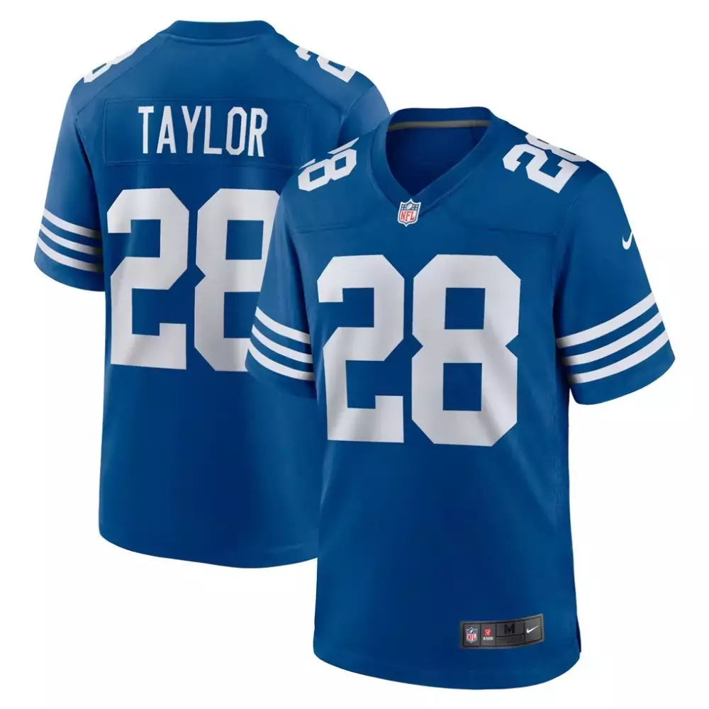 Jonathan Taylor 28 Jersey Blue Indianapolis Colts Men White Game