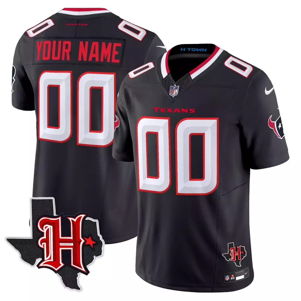 Custom Texans Jersey Black Men Replica Red White Vapor Limited v5 All Stitched