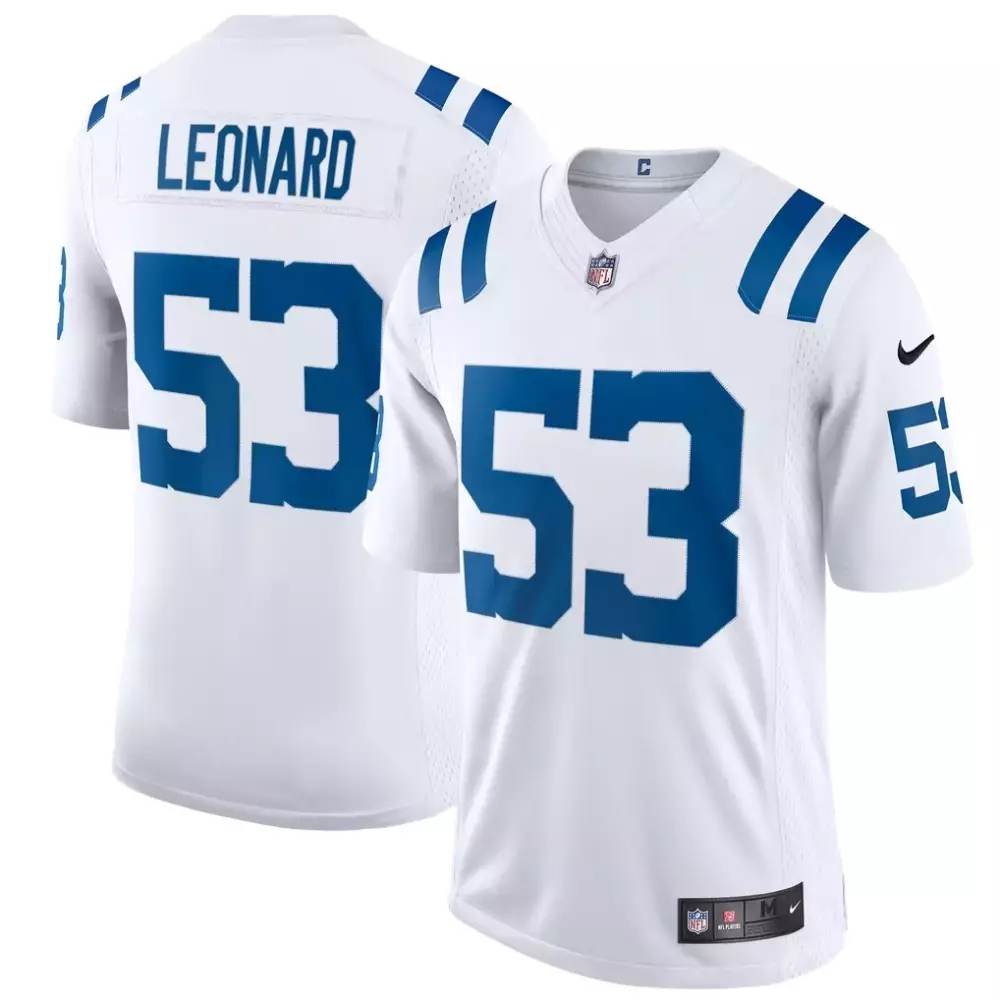 Riley Leonard 53 Colts Jersey White Men Replica Alternate Blue Vapor Limited