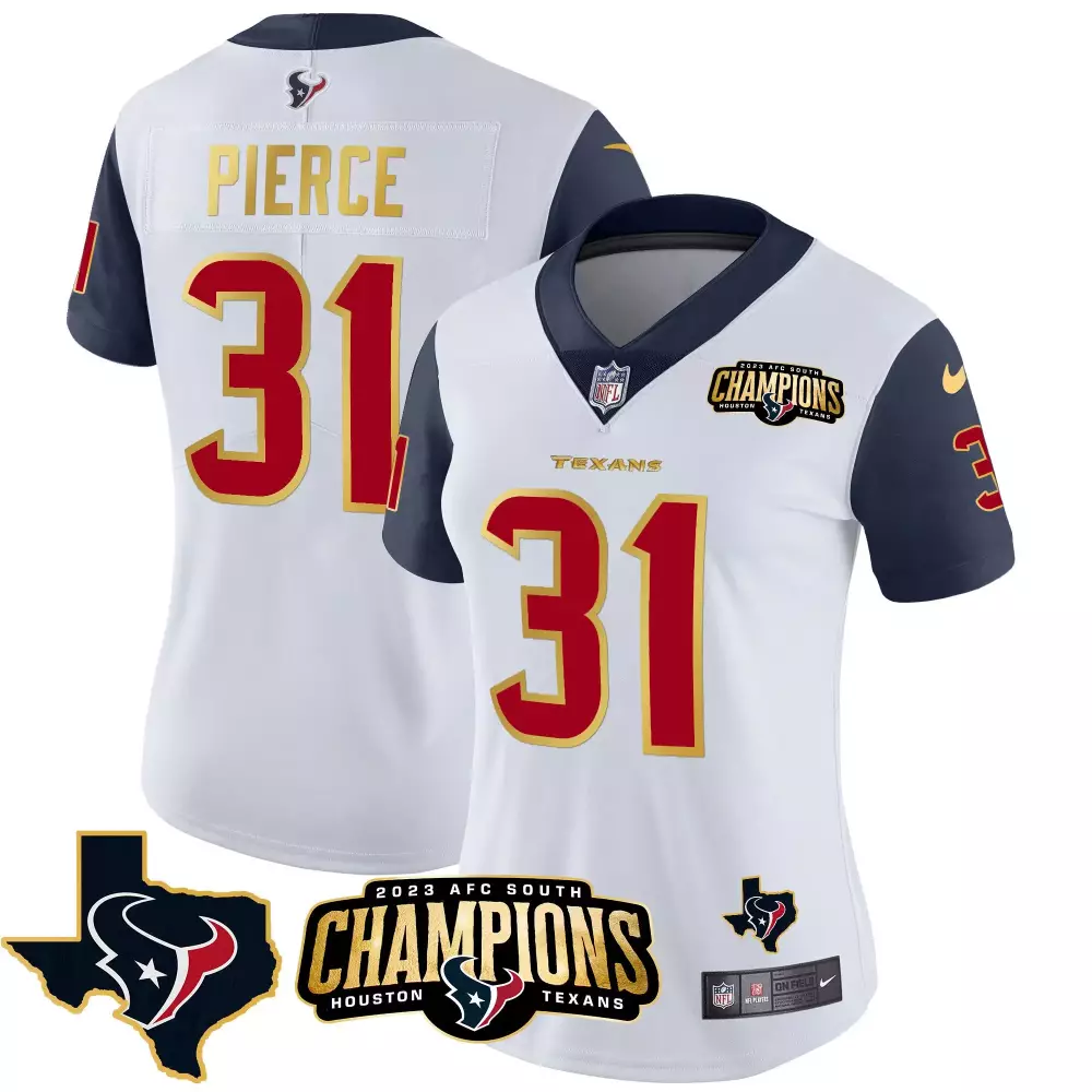 Dameon Pierce 31 Houston Texans Jersey White 2023 AFC South Champions Men On Field