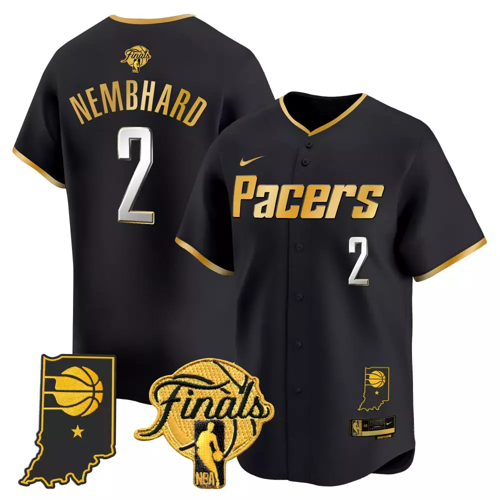 Nembhard 2 Pacers Jersey Black NBA Finals Indiana Men Gold Vapor All Stitched Embroidered