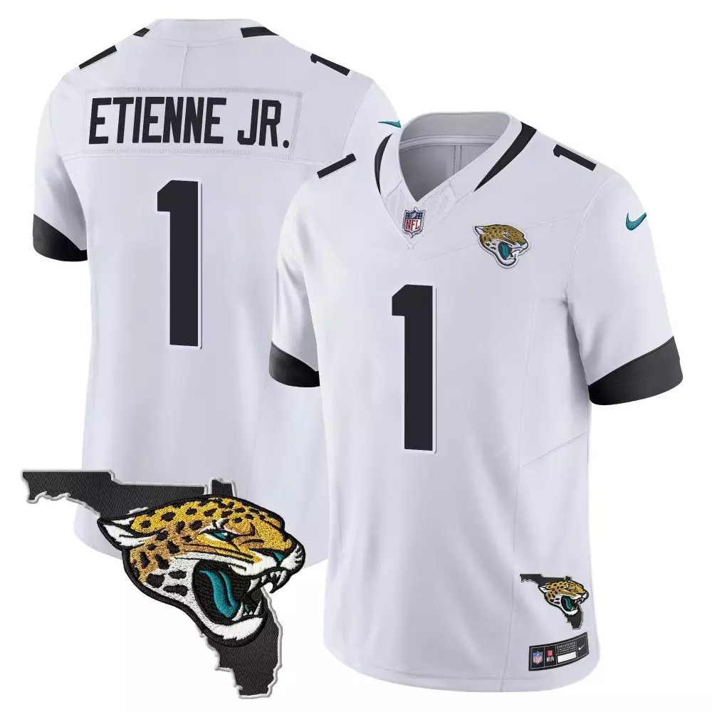 Travis Etienne Jr. 1 Jersey White Jacksonville Jaguars Jaguar Head Men Black Teal
