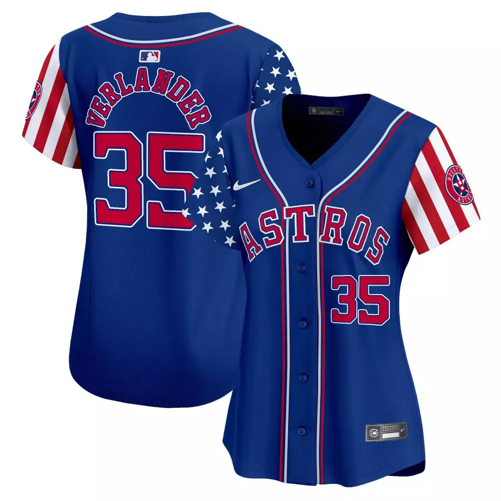 Justin Verlander 35 Astros Jersey Royal Blue City Connect Men Alternate Split Design
