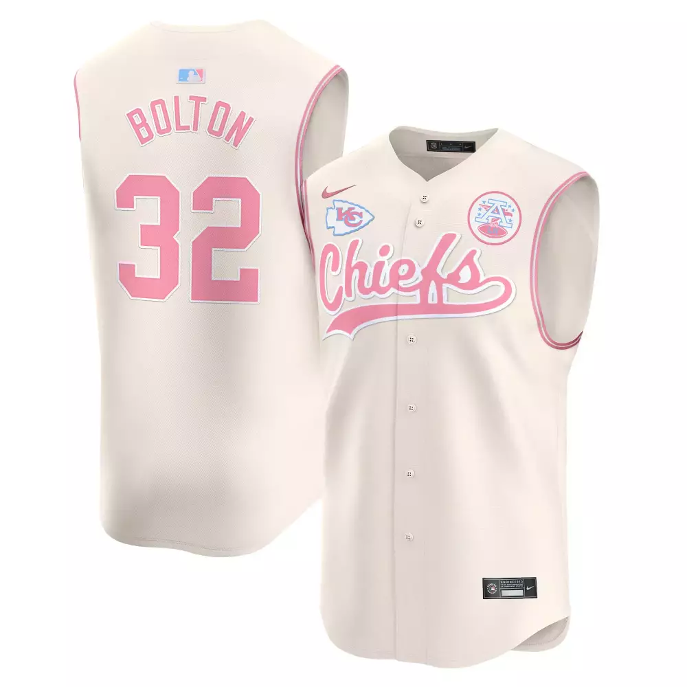 Prince Sleeveless 32 Jersey Cream Kansas City Chiefs Men Alternate Pink Light Blue