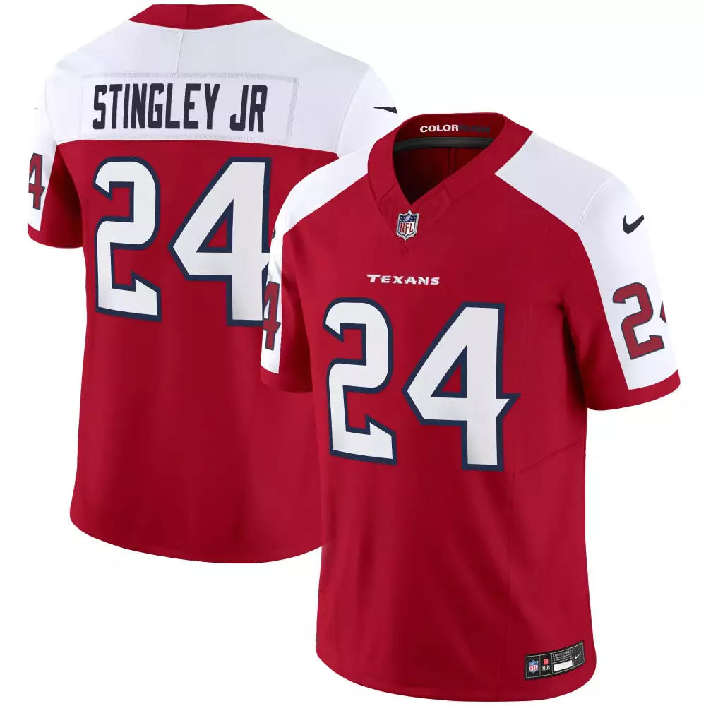 Derek Stingley Jr. 24 Texans Jersey Red Men Standard White Rush All Stitched Vapor