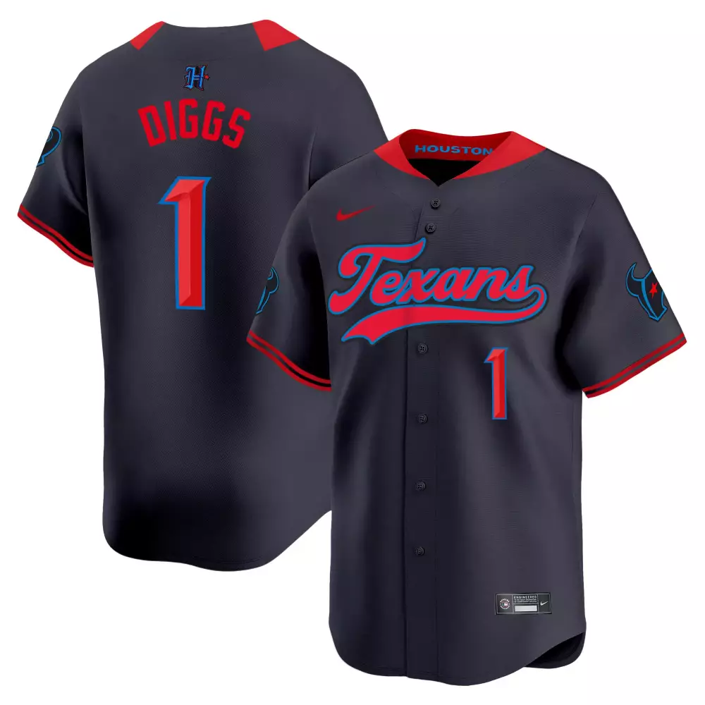 Stefon Diggs 1 Houston Texans Jersey Navy Men Red Blue Limited All Stitched