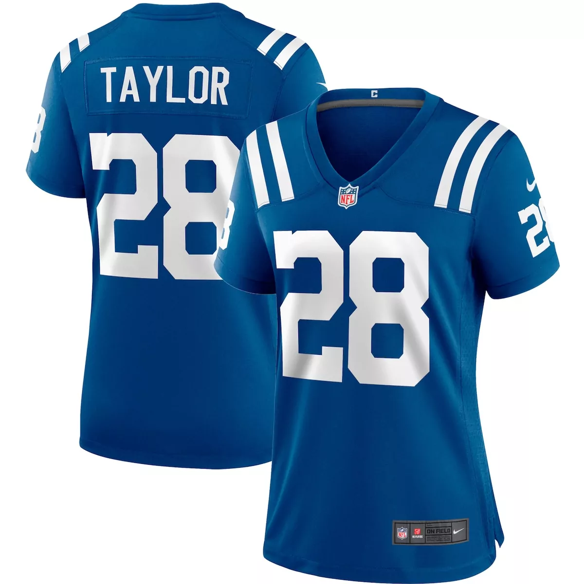 Jonathan Taylor 28 Jersey Blue Indianapolis Colts Women White Game