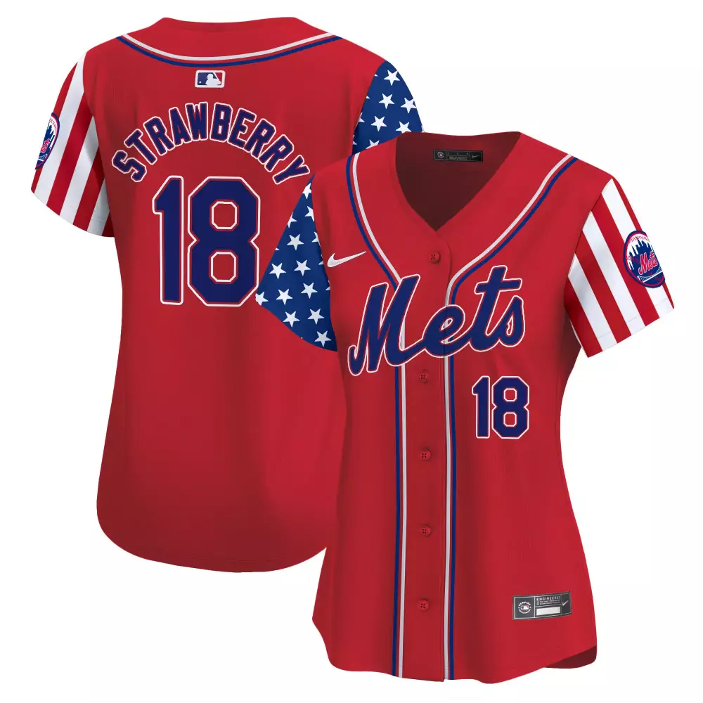 Darryl Strawberry 18 Mets Jersey Red City Connect Men Split Design Blue White Vapor