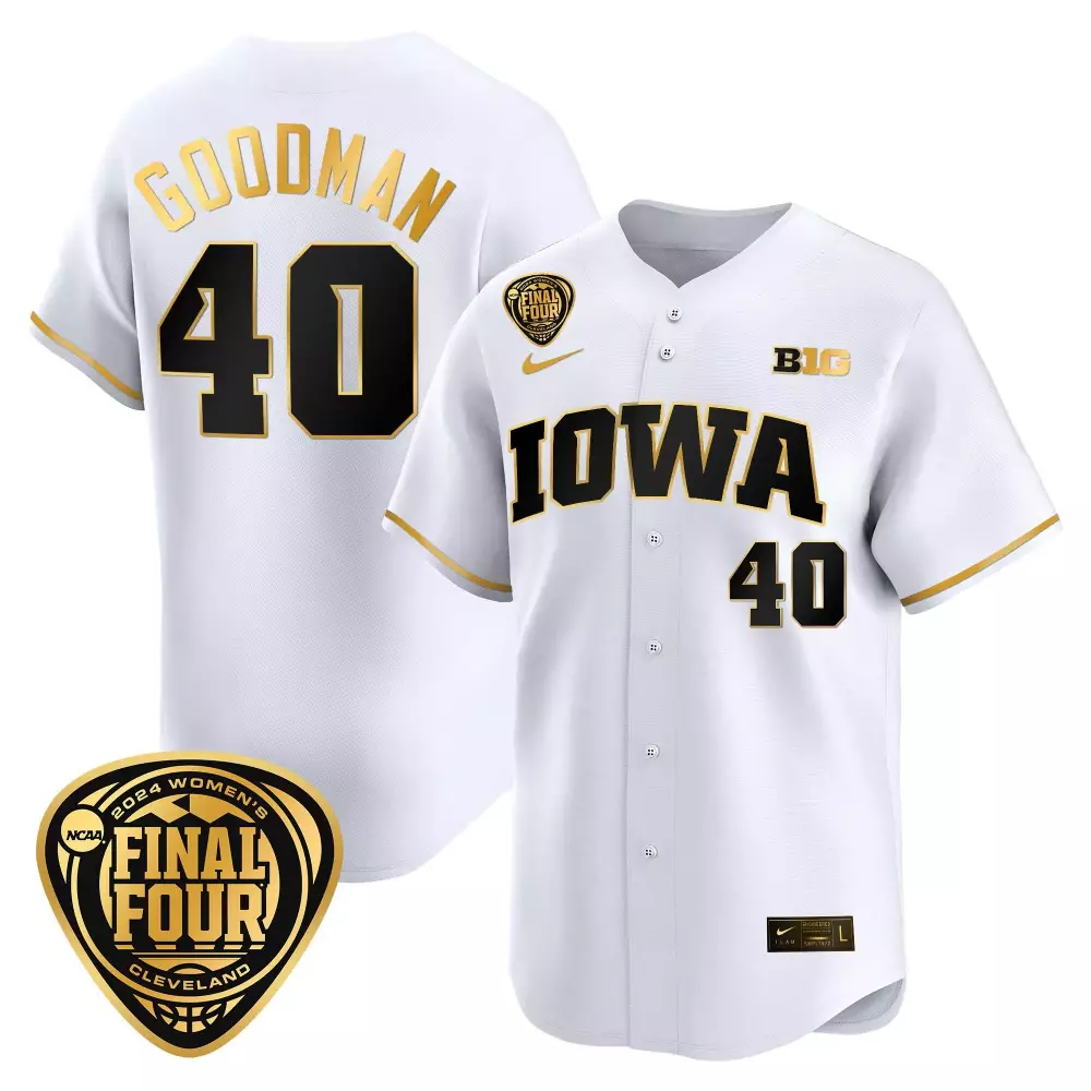 Sharon Goodman 40 Iowa Jersey White 2024 Women's Final Four Women Black Gold All