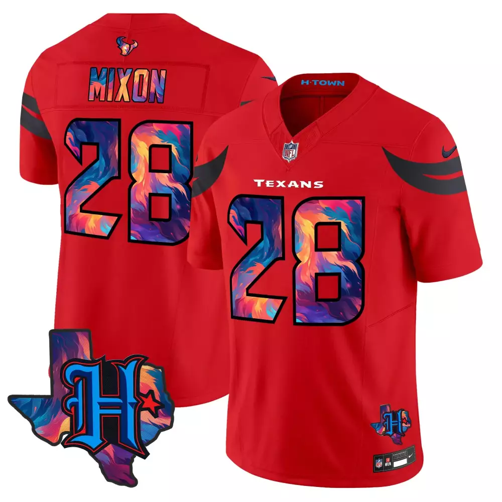 Joe Mixon 28 Houston Texans Jersey Red Pride Month H-town Men Gradient Alternate